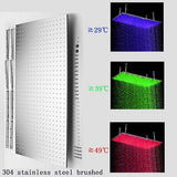 20"x40" Ceiling Mount Rainfall LED Shower Head, include Shower Arm - Cascada Showers