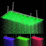 20"x40" Ceiling Mount Rainfall LED Shower Head, include Shower Arm - Cascada Showers