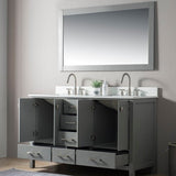 60" Freestanding Vanity with Double Sink & Marble Top by Cascada Showers