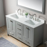 60" Freestanding Vanity with Double Sink & Marble Top by Cascada Showers