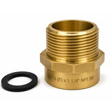 1 inch G female to 1 1/4 inch NPT male brass adapter with washer