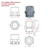 Lead-Free G Thread (British BSPP) Female to NPT Male Pipe Fitting Adapter - 1/4" - 4"