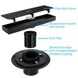 Modern black stainless steel linear drain for bathroom, kitchen, or laundry use