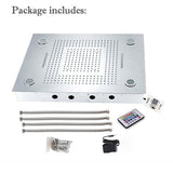Cascada 23x31 LED Shower Head Full Package Contents with Accessories and Installation Kit