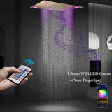 23x31 LED rainfall shower head in brushed gold finish