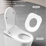 Toilet seat with child and adult seat options on a gray background