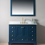Front view of Arizona 48 inch bathroom vanity with single undermount sink