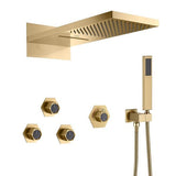 Cascada Aspen 9"x22" Brushed Gold LED Shower System - Cascada Showers