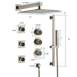 Cascada Barcelona 12" Brushed Nickel Rain Shower Set - Cascada Showers