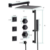 Cascada Barcelona 12" Matte Black Rain Shower Set - Cascada Showers