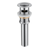 Top view of chrome Cascada pop-up drain with push button and overflow slot