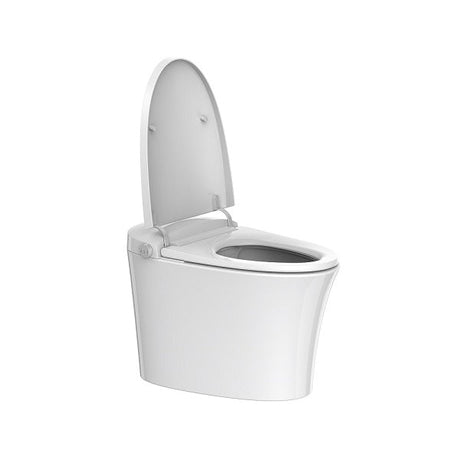 Cascada Cliff smart toilet with lid open showing pre-wetted anti-stain glaze ceramic bowl