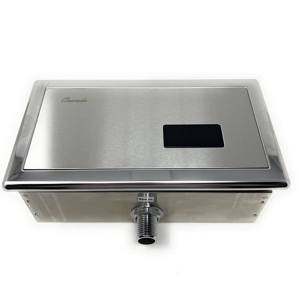 Rectangular Cascada sensor urinal flush valve modern restroom fixture.