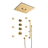 Cascada Davos 16" Brushed Gold LED Music Shower System - Cascada Showers