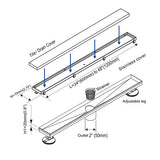 Cascada Linear Shower Drain 304 Stainless Steel Tile Insert Drain Fast Drainage