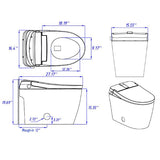 Milano smart toilet technical dimensions 27.17 inches length 15.55 inches width 19.69 inches height specifications