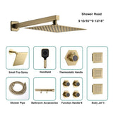 Cascada Pompeii 12" Brushed Gold Shower Set - Cascada Showers