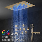 Cascada Positano 15"x23" Brushed Gold Music LED Shower System - Cascada Showers