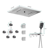 Cascada Positano 15"x23" Brushed Nickel Music LED Shower System - Cascada Showers