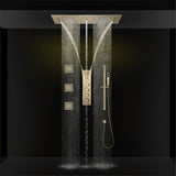 Cascada Riviera 12"x36" Brushed Gold LED Bluetooth Shower System - Cascada Showers