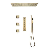 Cascada Riviera 12"x36" Brushed Gold LED Bluetooth Shower System - Cascada Showers