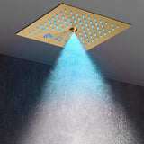Cascada Royale recessed ceiling shower head warm yellow LED lighting – rainfall water flow