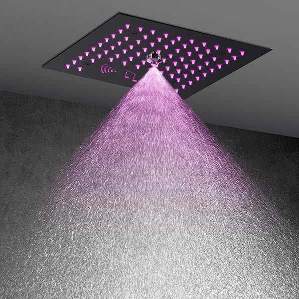 Cascada Royale 12 inch recessed ceiling shower head slim profile side view – 304 stainless