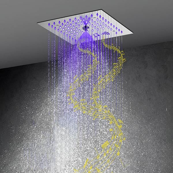 Cascada Royale LED shower head blue purple lighting with remote control – rainfall mode