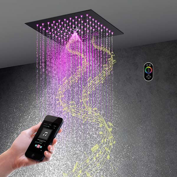 Cascada Royale 12 inch LED ceiling shower head teal purple multi-color lighting – spa mist