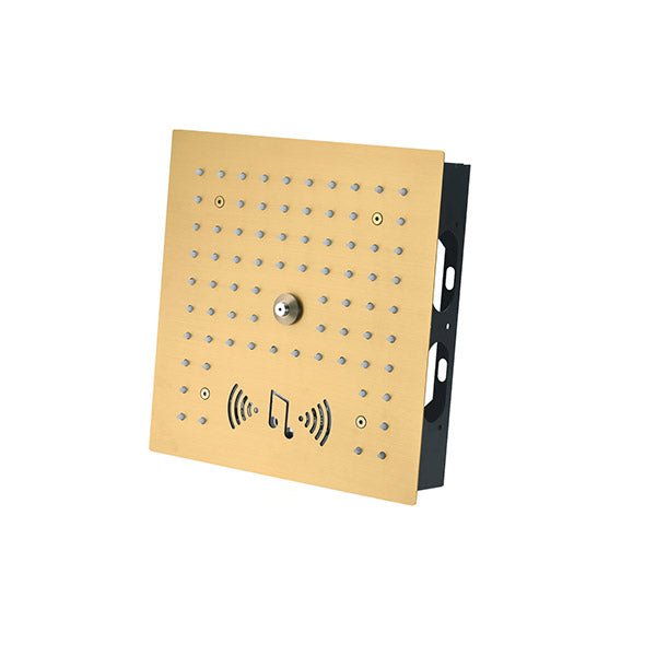 Cascada Royale recessed ceiling shower head brushed gold finish – 12 inch square product shot