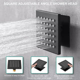 LED lights and waterfall flow in Cascada Sicilian Music Shower System with dual rain showerheads