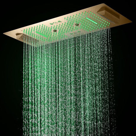 Cascada Verona 16"x36" Brushed Gold Music LED Showerhead - Cascada Showers