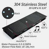 Cascada Victoria 12"x36" Matte Black LED Bluetooth Shower System - Cascada Showers
