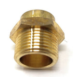 Brass pipe fitting on a white background