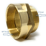 Cascada Showers lead-free brass BSPP to NPT plumbing adapter 2.5 inch