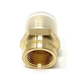 Metric BSPP Female to NPT Male thread adapter, lead-free and corrosion-resistant.