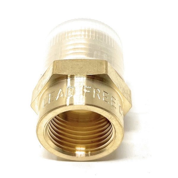 Leak-proof brass adapter for converting BSPP to NPT threads in plumbing applications.