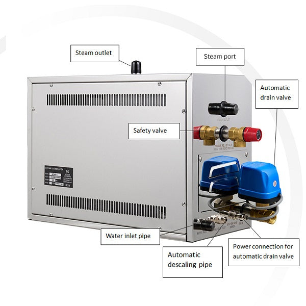 Side view of Cascada stainless steel steam generator housing