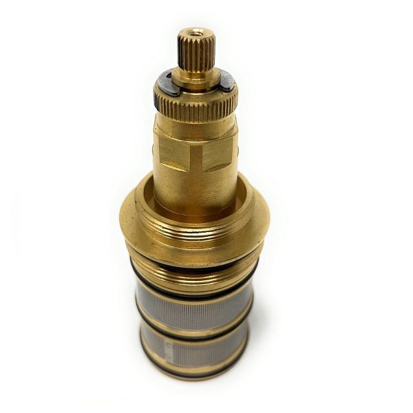 Brass mechanical component on a white background