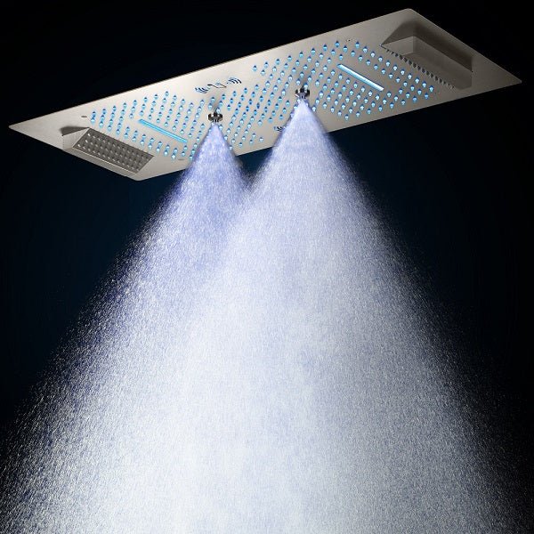 Verona 16"x36" Brushed Nickel Music LED Showerhead By Cascada Showers - Cascada Showers