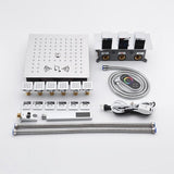Complete Cascada shower system kit with all components laid out