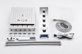 Cascada Luxury 12” Music LED shower system with built-in Bluetooth Speakers, 4 functions (Rainfall, Misty, Body jets & HandShower) & Remote Control 64 Color Lights cascada system LED bluetooth shower head speaker hot cold music rain rainfall musical lights showerhead body spray jet waterfall misty ceiling mounted handheld high pressure multicolor holder thermostatic chrome oil rubbed bronze mixer remote control