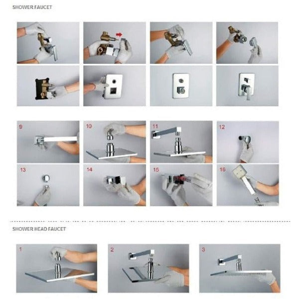 showerhead system rain head shower handheld set complete led waterfall heads light rainfall square Double-Function Valve and Brass Handheld Shower Rain Shower System remote controller light bathroom set remote control color change Bathroom Shower Set