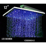 Modern bathroom shower with LED rainfall shower head installed