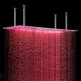 12"x24" Rainfall LED Shower Set Double-Function Valve, Brass Handheld Shower showerhead system rain head shower handheld set complete led bathroom waterfall heads light rainfall Thermostatic 6 Massage Jets Spray Body Shower Set for lights bathroom set Antique Brushed Brass Finish color change wall complete shower set bathroom rainfall shower head with handheld
