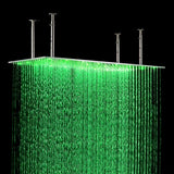 12"x24" Rainfall LED Shower Set Double-Function Valve, Brass Handheld Shower showerhead system rain head shower handheld set complete led bathroom waterfall heads light rainfall Thermostatic 6 Massage Jets Spray Body Shower Set for lights bathroom set Antique Brushed Brass Finish color change wall complete shower set bathroom rainfall shower head with handheld