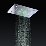 waterfall shower head, rainfall shower head, waterfall showerhead, waterfall shower heads, shower head waterfall, shower head with waterfall, water fall shower head, waterfall rain shower head, recessed shower head, rainfall waterfall shower head, waterfall shower, rain waterfall shower head, recessed rain shower head, and rainfall showerhead. Cascada Luxurious 14" x 20" Large Multicolor LED Shower Head with Color Changing Remote Controller