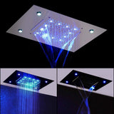 waterfall shower head, rainfall shower head, waterfall showerhead, waterfall shower heads, shower head waterfall, shower head with waterfall, water fall shower head, waterfall rain shower head, recessed shower head, rainfall waterfall shower head, waterfall shower, rain waterfall shower head, recessed rain shower head, and rainfall showerhead. Cascada Luxurious 14" x 20" Large Multicolor LED Shower Head with Color Changing Remote Controller