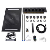 Cascada Luxury 23”x15” Music LED shower system with built-in Bluetooth Speakers,5 function (Rainfall,Waterfall,Misty,body jets & HandShower) & Remote Control 64 Color Lights cascada system LED bluetooth shower head speaker hot cold music rain rainfall musical light showerhead body spray jet waterfall misty ceiling mounted handheld high pressure thermostatic mixer holder black matte chrome oil rubbed bronze remote control