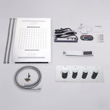 Cascada Luxury 23”x15” Music LED shower system with built-in Bluetooth Speakers,5 function (Rainfall,Waterfall,Misty,body jets & HandShower) & Remote Control 64 Color Lights cascada system LED bluetooth shower head speaker hot cold music rain rainfall musical light showerhead body spray jet waterfall misty ceiling mounted handheld high pressure thermostatic mixer holder black matte chrome oil rubbed bronze remote control